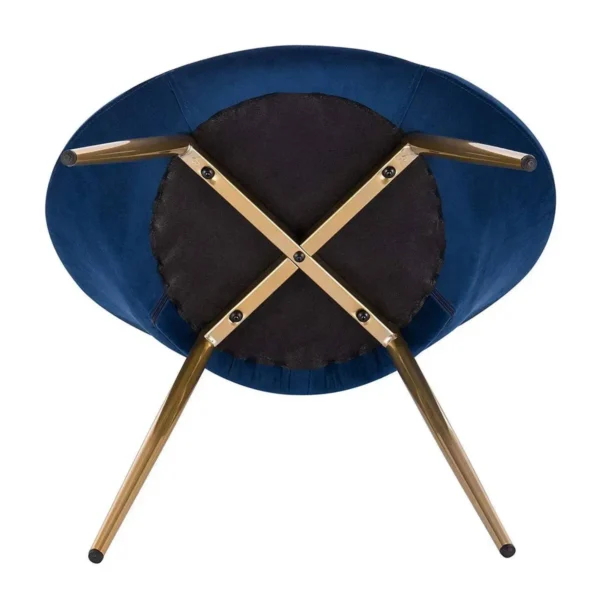 Eetkamerstoel Keukenstoel Fauteuil, Zitting Fluweel, Goud Metalen Poten Blauw 6