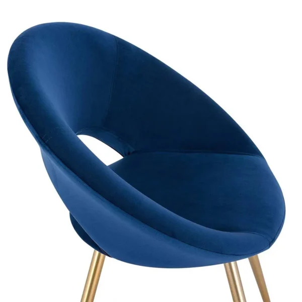 Eetkamerstoel Keukenstoel Fauteuil, Zitting Fluweel, Goud Metalen Poten Blauw 7