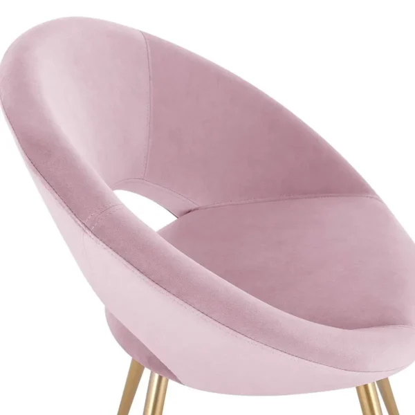 Eetkamerstoel Keukenstoel Fauteuil, Zitting Fluweel, Goud Metalen Poten Roze 7