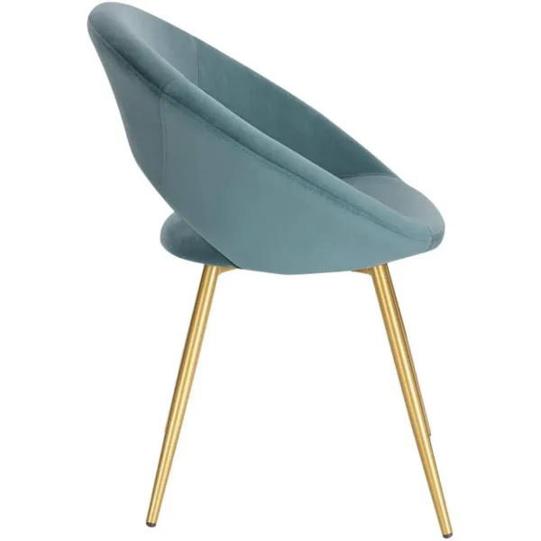 Eetkamerstoel Keukenstoel Fauteuil, Zitting Fluweel, Goudkleurige Metalen Poten Turquoise 4