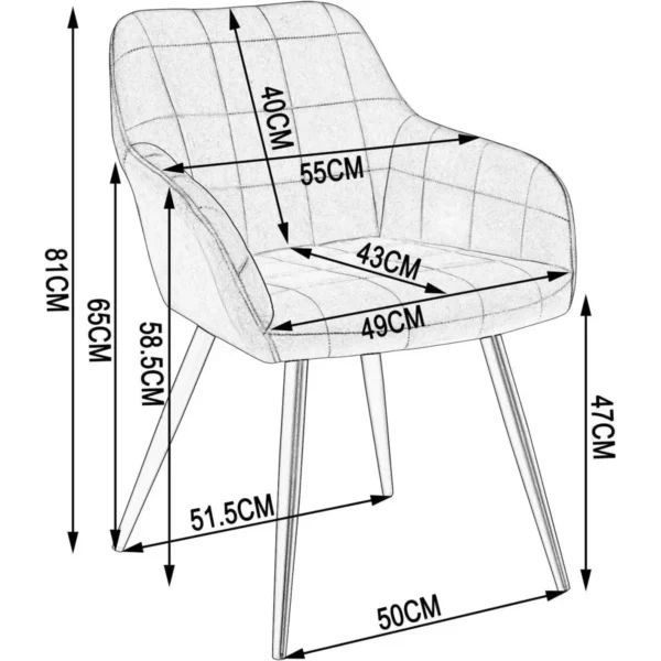 Eetkamerstoel Met Armleuning Zitting Van Stoffen Bekleding, Bruin Metalen Poten 3
