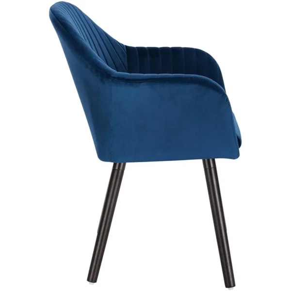 Eetkamerstoelen Keukenstoel Woonkamerstoel Met Zwarte Poten Fluweel Massief Hout Blauw 5