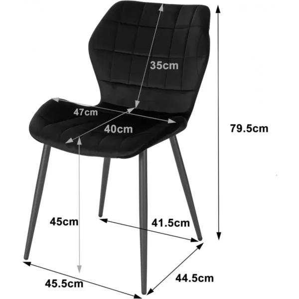 Eetkamerstoelen Set Van 2, Keukenstoel, Gestoffeerde Stoel, Woonkamerstoel Met Fluwelen Bekleding, Zwart Metalen Poten 3