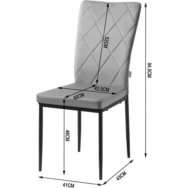 Eetkamerstoelen Set Van 4, Fluwelen Stoel Met Hoge Rugleuning, Metalen Poten Donkergrijs 3