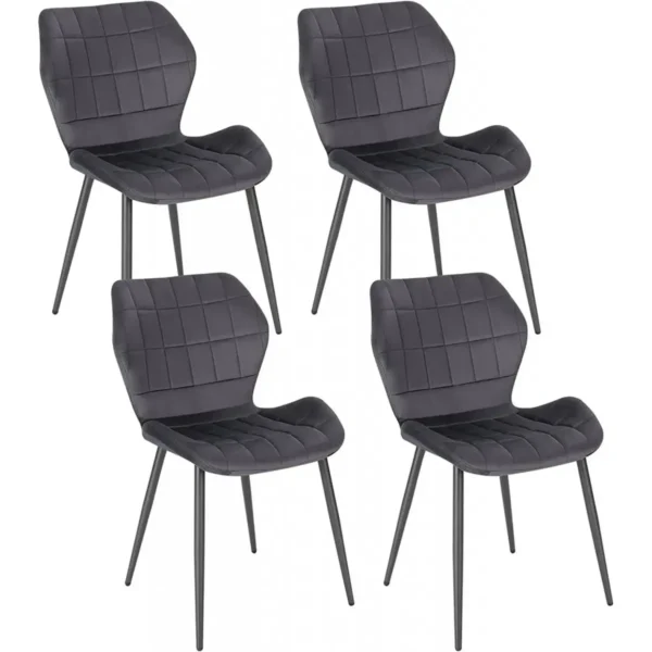 Eetkamerstoelen Set Van 4, Keukenstoel, Gestoffeerde Stoel, Woonkamerstoel Met Fluwelen Bekleding, Metalen Poten Donkergrijs 1