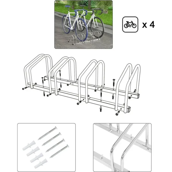 Fietsstandaard Fietshouder Op De Vloerstandaard Van Metaal Zilver 100,5x32x27cm 4