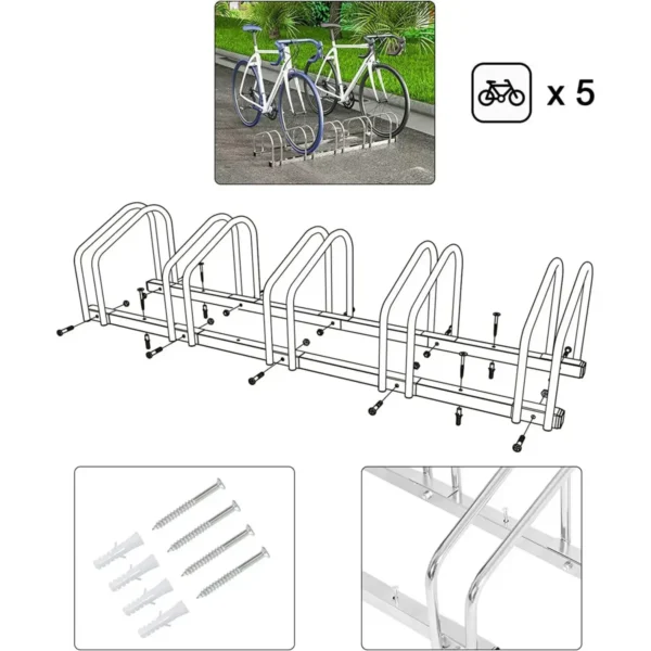 Fietsstandaard Fietshouder Op De Vloerstandaard Van Metaal Zilver 130,5x32x27cm 4