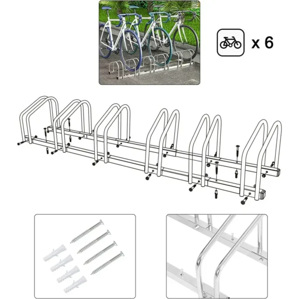 Fietsstandaard Fietshouder Op De Vloerstandaard Van Metaal Zilver 160,5x32x27cm 4