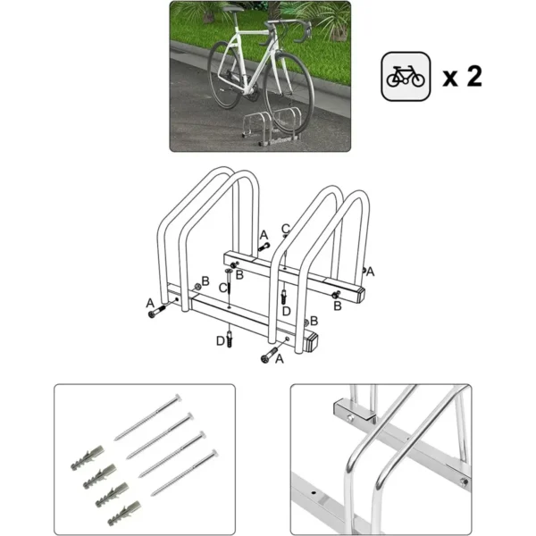 Fietsstandaard Fietshouder Op De Vloerstandaard Van Metaal Zilver 40x32x26cm 5