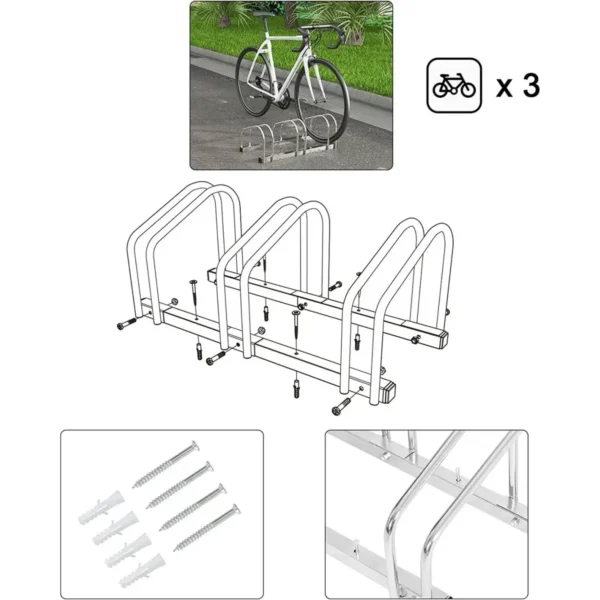 Fietsstandaard Fietshouder Op De Vloerstandaard Van Metaal Zilver 70,5x32x27cm 5