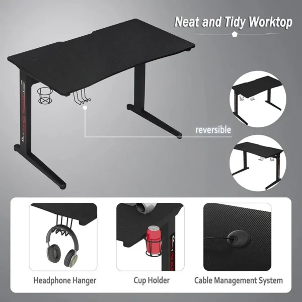 Gametafel Computertafel T-vormige Tafelpoten Zwart 6