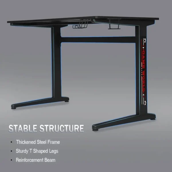 Gametafel Computertafel T-vormige Tafelpoten Zwart 7