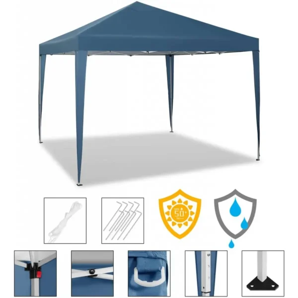 Gazebo Pop-Up Waterdicht Zonwering Patio Festival Pagodetent 3 X 3 M Blauw 6