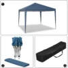 Gazebo Pop-Up Waterdicht Zonwering Patio Festival Pagodetent 3 X 3 M Blauw 9