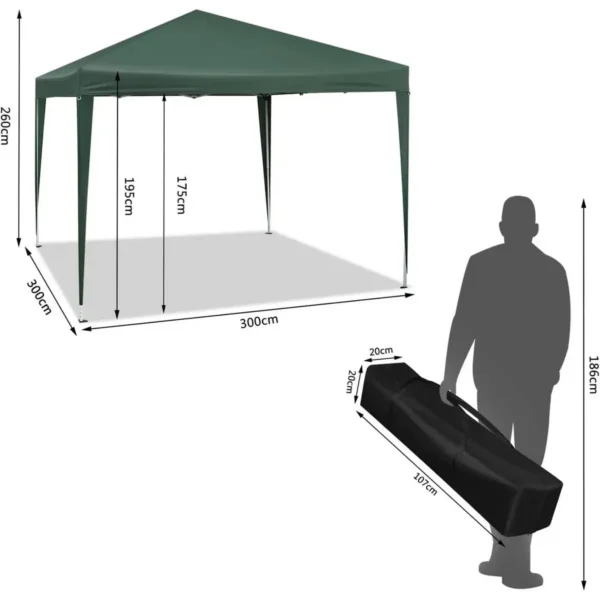 Gazebo Pop-Up Waterdicht Zonwering Patio Festival Pagodetent 3 X 3 M Groen 3