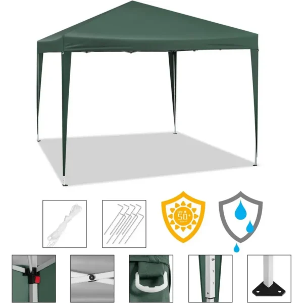 Gazebo Pop-Up Waterdicht Zonwering Patio Festival Pagodetent 3 X 3 M Groen 9