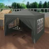 Gazebo Pop-Up Waterdichte Zonwering Camping Pagodetent 3 X 3 M Grijs 2