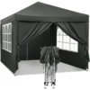 Gazebo Pop-Up Waterdichte Zonwering Camping Pagodetent 3 X 3 M Grijs 1