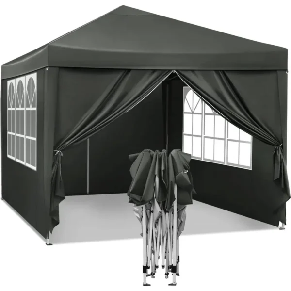 Gazebo Pop-Up Waterdichte Zonwering Camping Pagodetent 3 X 3 M Grijs 1