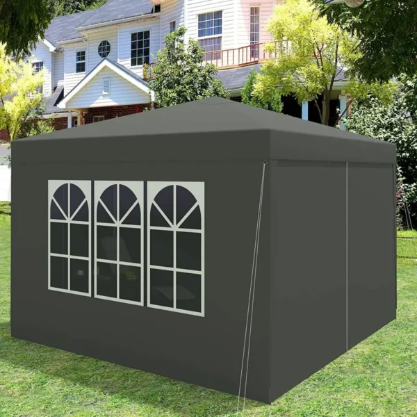 Gazebo Pop-Up Waterdichte Zonwering Camping Pagodetent 3 X 3 M Grijs 8