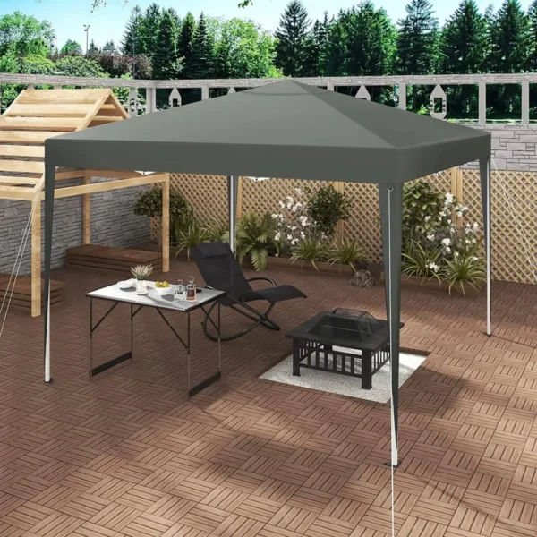 Gazebo Pop-Up Waterdichte Zonwering Patio Festival Pagodetent 3 X 3 M Grijs 2