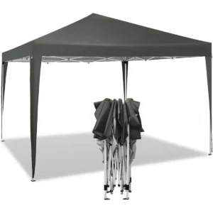 Gazebo Pop-Up Waterdichte Zonwering Patio Festival Pagodetent 3 X 3 M Grijs 1