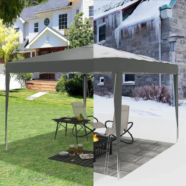 Gazebo Pop-Up Waterdichte Zonwering Patio Festival Pagodetent 3 X 3 M Grijs 7