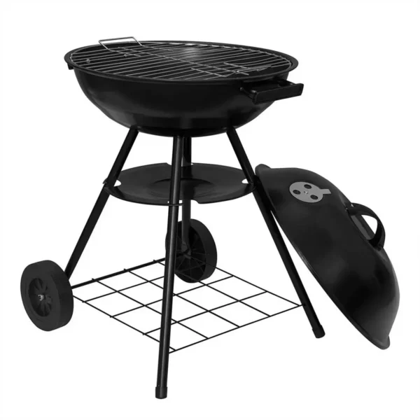 Houtskoolgrill Staande Grill Met Wielen 44 * 73CM, Barbecuerooster, Zwart 4