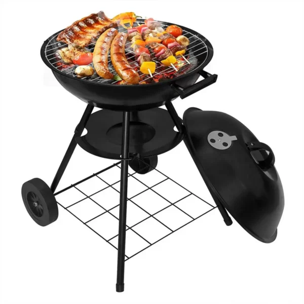 Houtskoolgrill Staande Grill Met Wielen 44 * 73CM, Barbecuerooster, Zwart 1