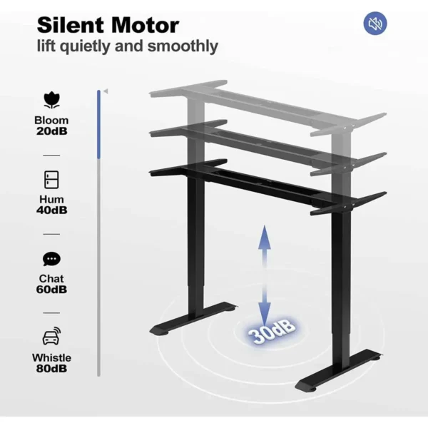 In Hoogte Verstelbaar Elektrisch Bureau Met 2 Motoren, Sta Bureau Met Geheugenfunctie Zwart 9