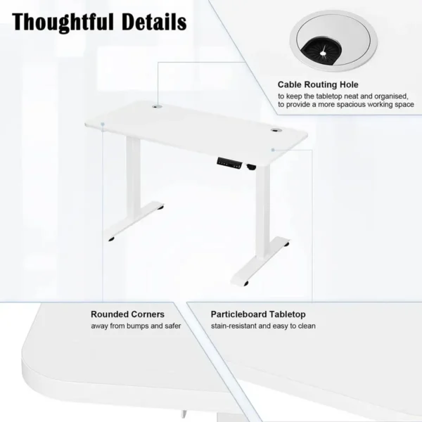 In Hoogte Verstelbaar Elektrisch Bureau Met Tafelblad 120 X 60 Cm En 4 Geheugenbedieningen Wit + Wit Frame 8