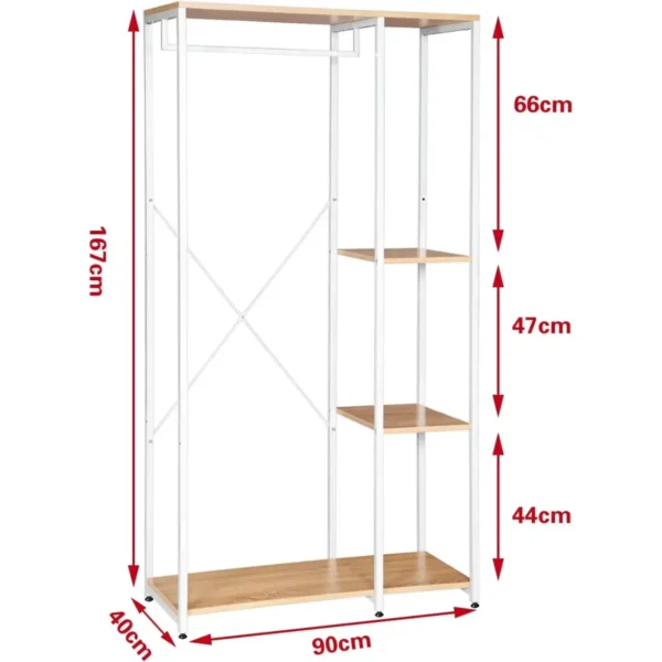 Kapstok & Schoenenrek Met Plank, Gemaakt Van Hout En Staal In Licht Wit Eiken 3