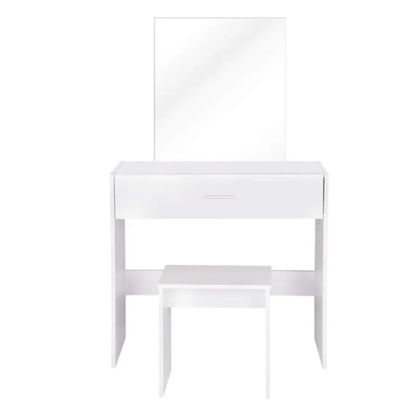 Kaptafel Met Kruk En Spiegel Cosmetische Tafel Met Lade Make-upspiegel Wit 1