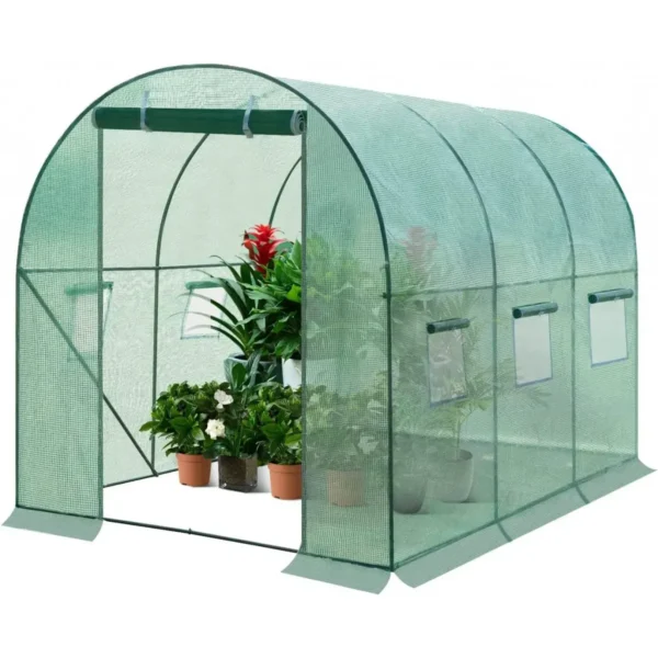 Kas 300x200x200 Cm, Foliekas Winterproof, Tomatenhuis Met Deur 6 Ramen Groen 1