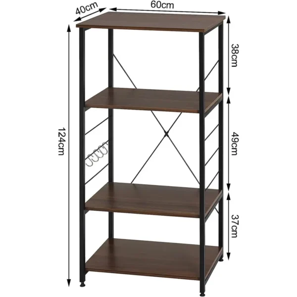 Keukenplank, Staande Plank, Bakkersplank Van Hout En Staal, Met 4 Planken, Donker Hout 3