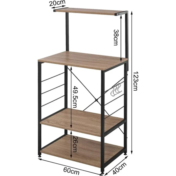 Keukenplank Staande Plank Magnetronhouder Bakkersplank Huishoudplank Zwart + Licht Eiken 3