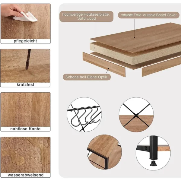 Keukenplank Staande Plank Magnetronhouder Bakkersplank Huishoudplank Zwart + Licht Eiken 9