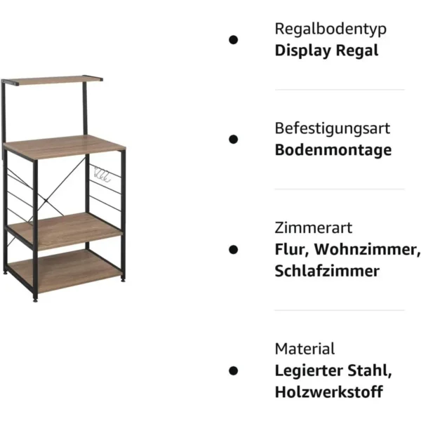 Keukenplank Staande Plank Magnetronhouder Bakkersplank Huishoudplank Zwart + Licht Eiken 10