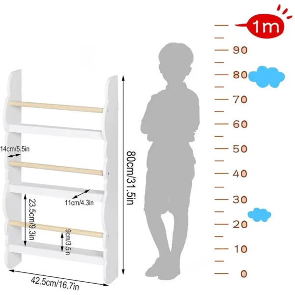 Kinderboekenkast Wandplank Van Grenenhout E1 MDF Met 3 Planken Wit 3