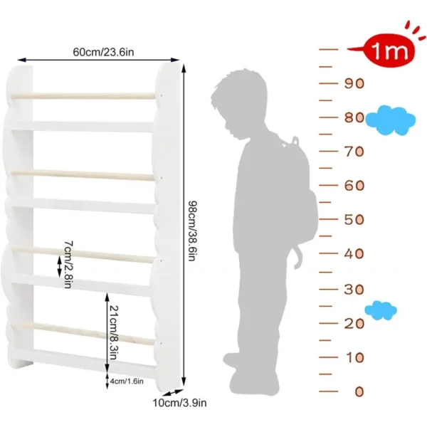 Kinderboekenkast Wandplank Van Grenenhout E1 MDF Met 4 Planken Wit 4