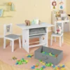 Kindertafel En 2 Stoelen, Kinderzithoek Met Opbergruimte En 3 Opbergmanden 4