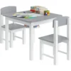 Kindertafel Met 2 Stoelen, Speeltafel Met Omkeerbaar Bouwbord, Kinderzithoek Witgrijs 8