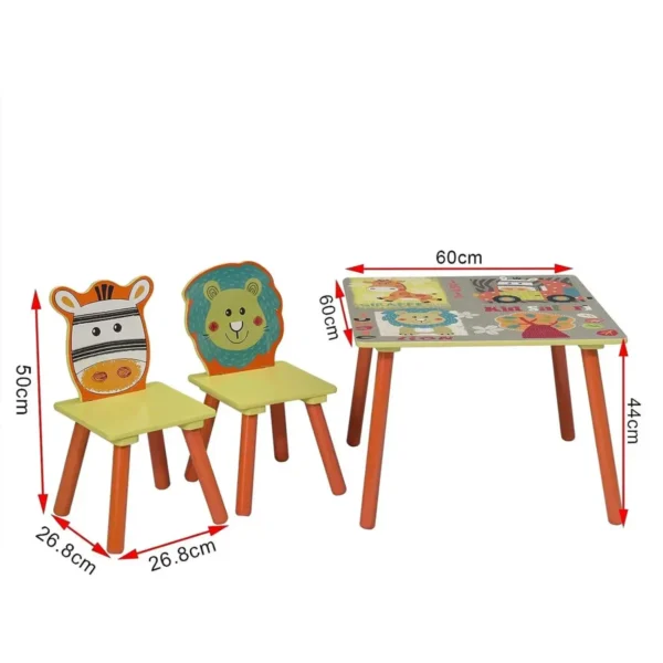 Kinderzitgroep Bosdieren Tafel- En Stoelensets, Kindertafel Met 2 Stoelen 3