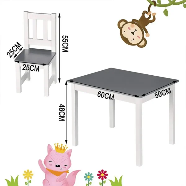 Kinderzitgroep Kindertafel Met 2 Stoelen Witgrijs 4