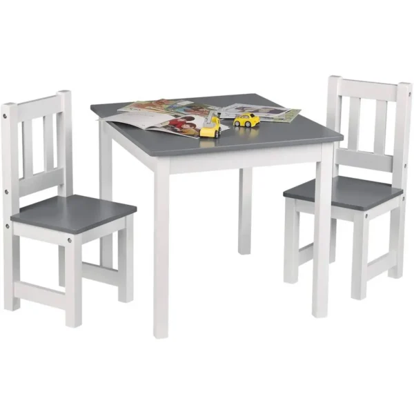 Kinderzitgroep Kindertafel Met 2 Stoelen Witgrijs 5