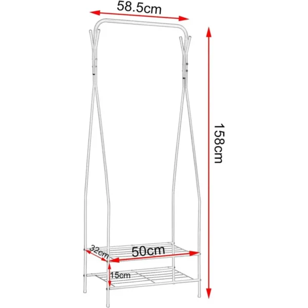 Kledingrek Met 2 Metalen Planken Voor Schoenen 3