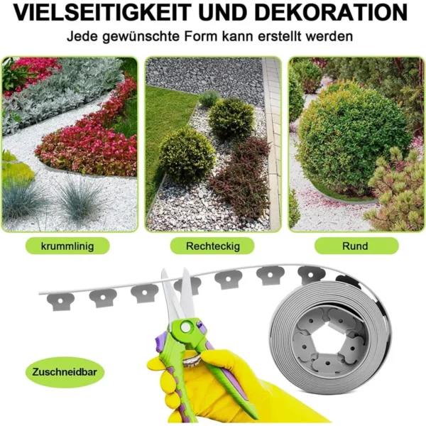 Kunststof Gazonrand Met Grondanker, Gazonborder, Wortelbarrièresysteem, Grijs 1 X 20 M 5