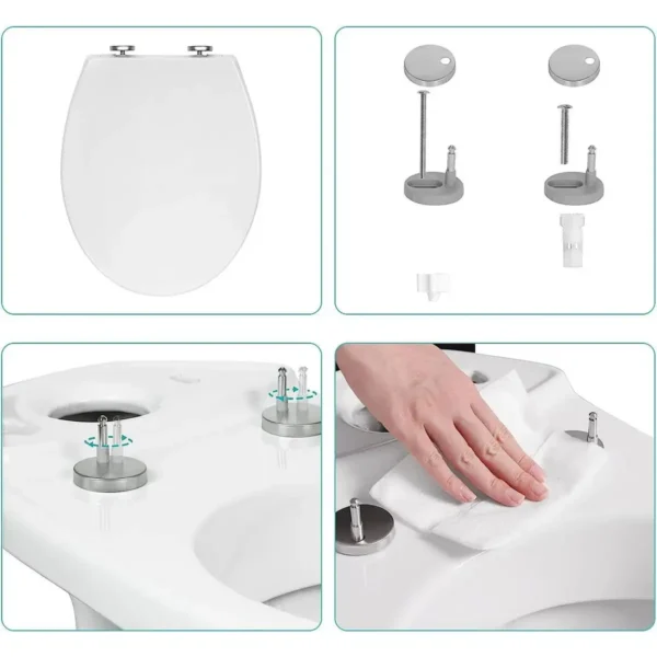 Kunststof Toiletbril Met Softclose-mechanisme, Antibacterieel Wit 9