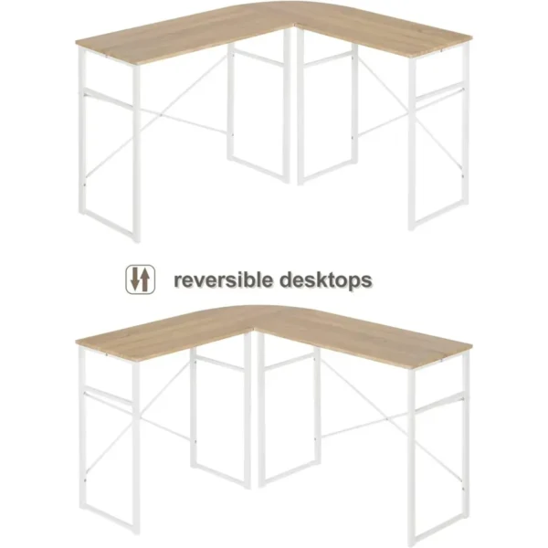 L-vormig Bureau Computerbureau Werktafel Hout Staal 6