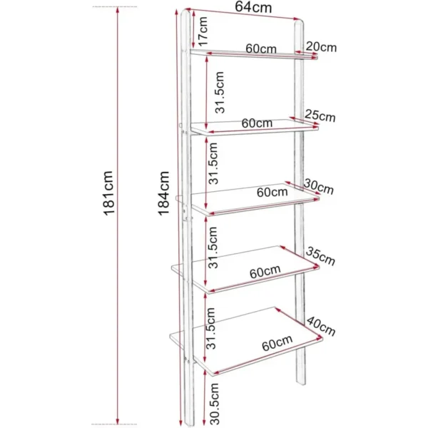 Ladderplank Staande Plank Metalen Plank Bloementrap Boekenkast Met 5 Planken 3